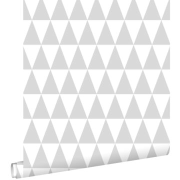 Tapete grafische, geometrische Dreiecke Hellgrau und Weiß