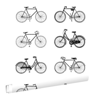 Tapete Fahrräder Weiß und Schwarz