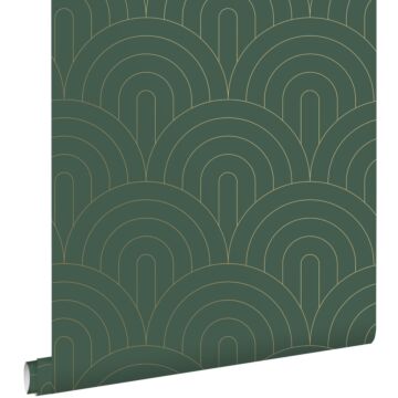 Tapete Art Decó Muster Smaragdgrün