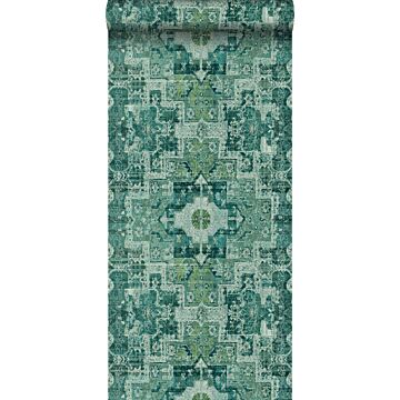 Tapete orientalisches Kelim-Patchwork Smaragdgrün