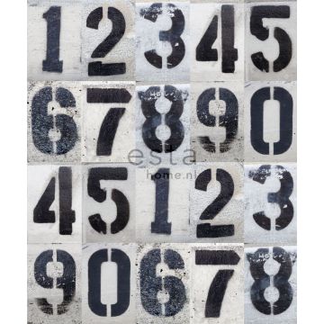 Fototapete Spraydose gemalte Zahlen auf Betonwand Schwarz und Weiß