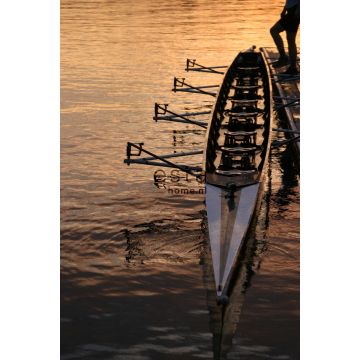 Fototapete Ruderboot bei Sonnenuntergang Braun und Orange