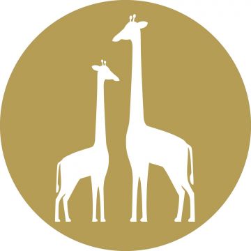 selbstklebende runde Tapete Giraffen Ockergelb und Weiß