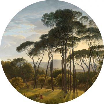 selbstklebende runde Tapete italienische Landschaft Dunkelgrün