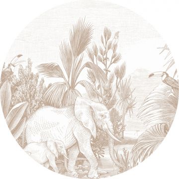 selbstklebende runde Tapete Dschungelmuster Beigebraun