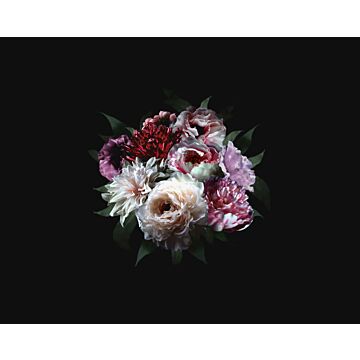 Fototapete Blumenstillleben Multicolor auf Schwarz