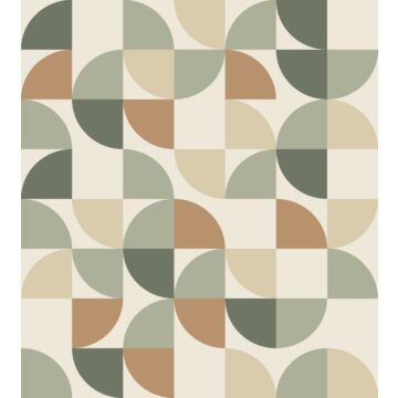 Fototapete geometrische Formen Grau, Beige und Grün